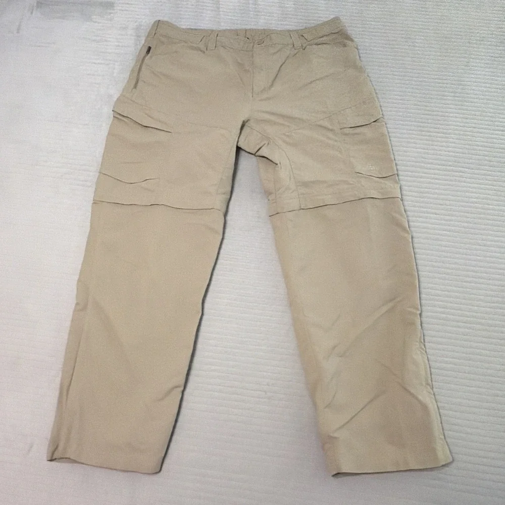 North Face Convertible Pants Mens 2XL Beige Zip Off Hiking Outdoor Nylon Pockets